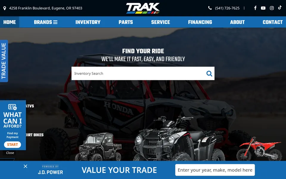 Trak Powersports website
