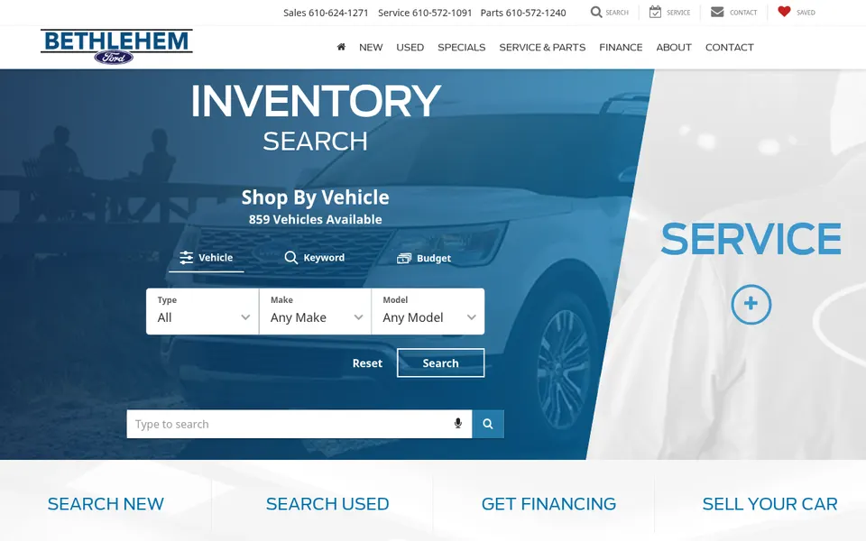 Koch Bethlehem Ford website