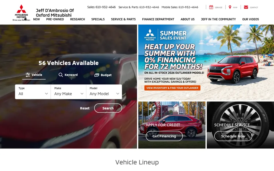 Jeff D'Ambrosio Mitsubishi of Oxford website