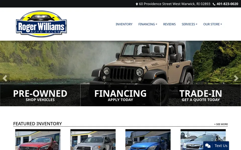 Roger Williams Auto website