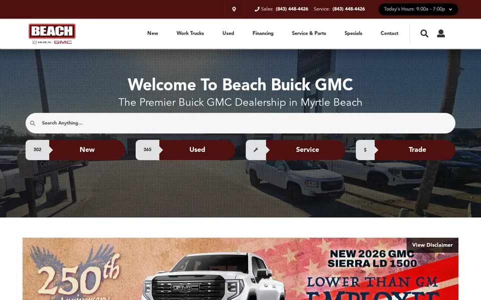 Beach Buick GMC website