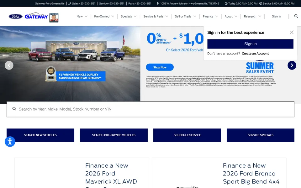 Gateway Ford Lincoln website