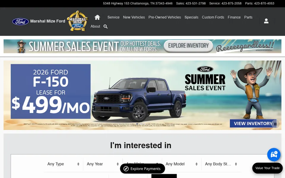 Marshal Mize Ford website