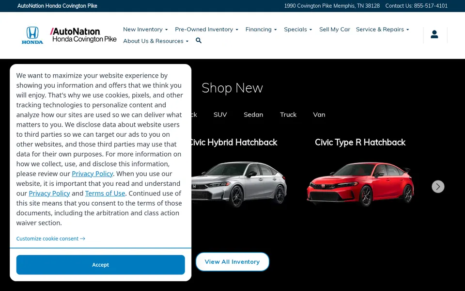 AutoNation Honda Covington Pike website