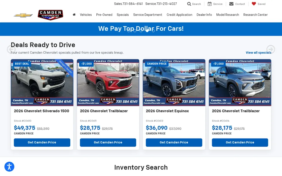 Camden Chevrolet website