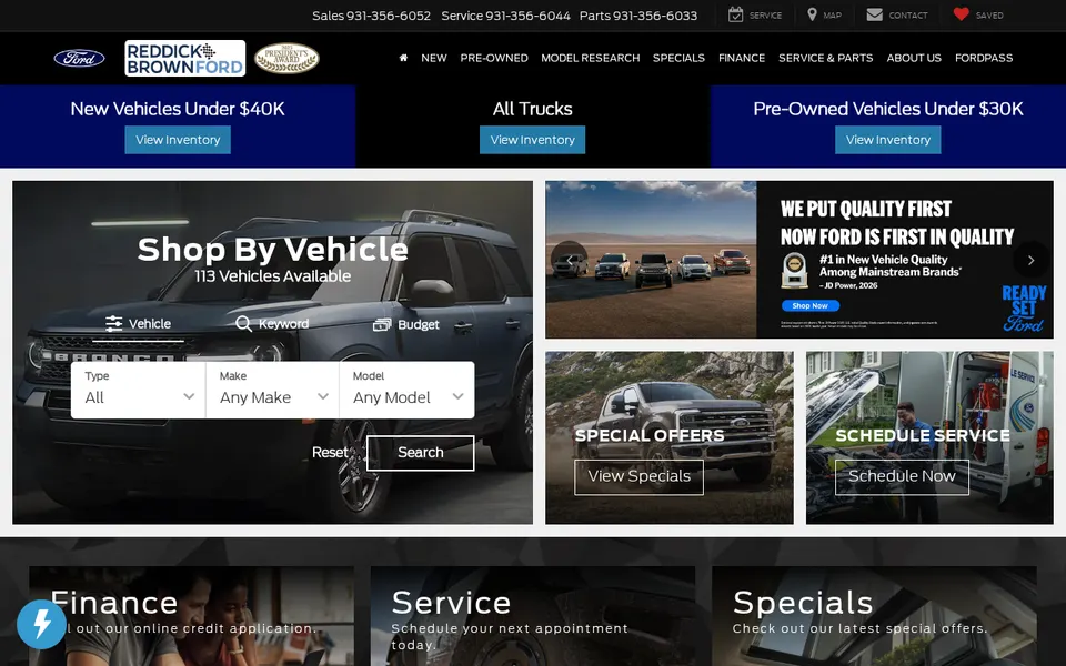 Reddick Brown Ford website