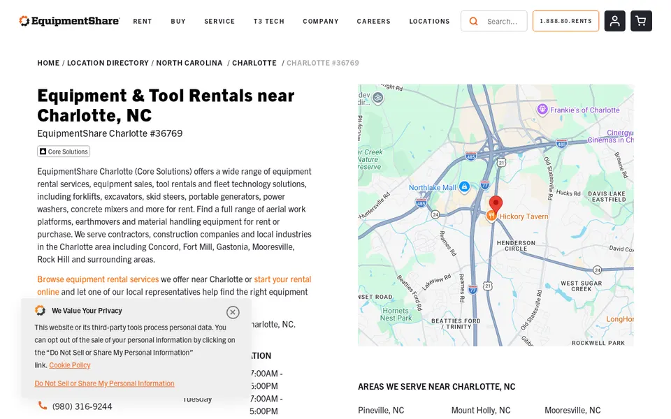 EquipmentShare - Charlotte website