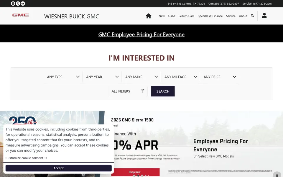 Wiesner Buick GMC website
