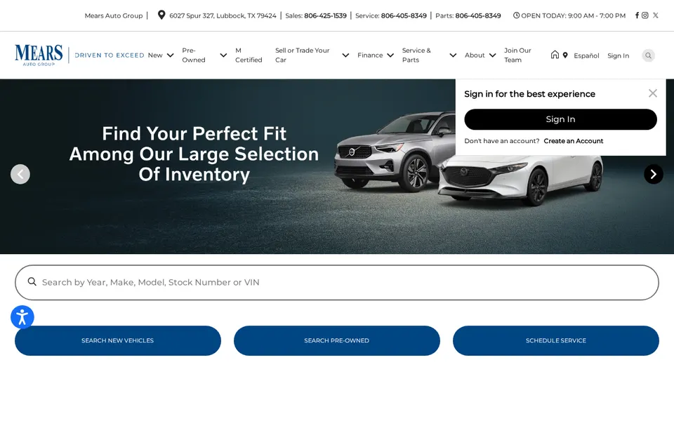 Mears Mazda website