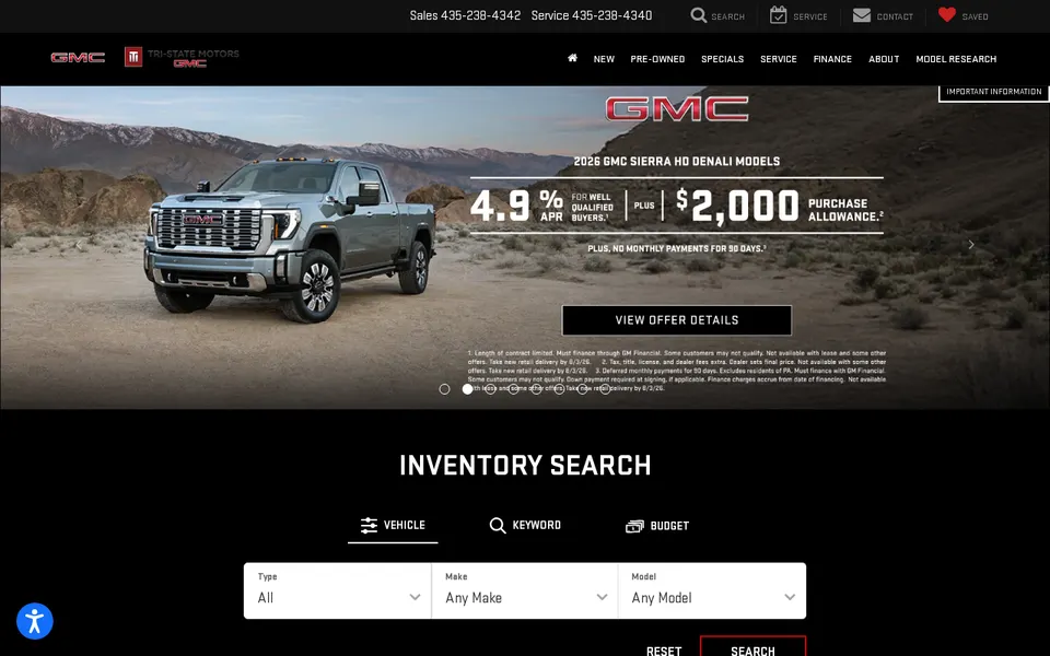 Tri State Motors website
