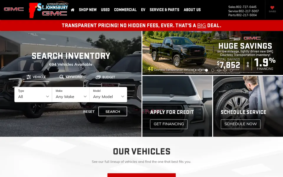 St. Johnsbury GMC website