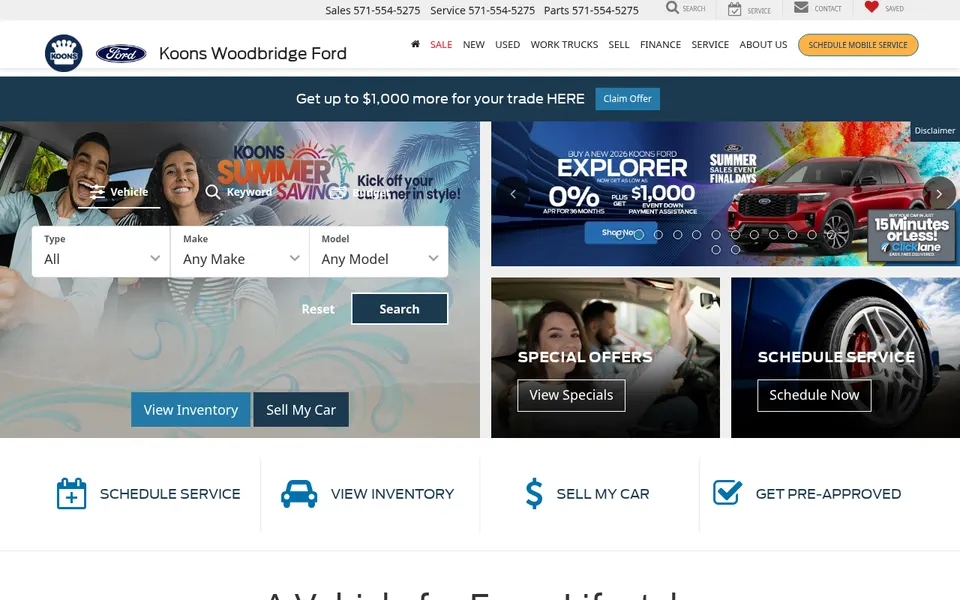 Koons Woodbridge Ford website