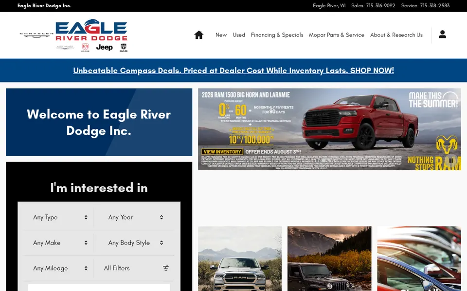 Eagle River Dodge website