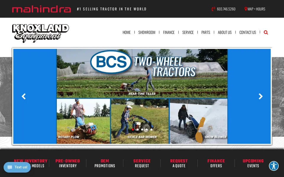 Knoxland Equipment website