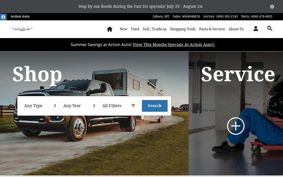 Action Auto website