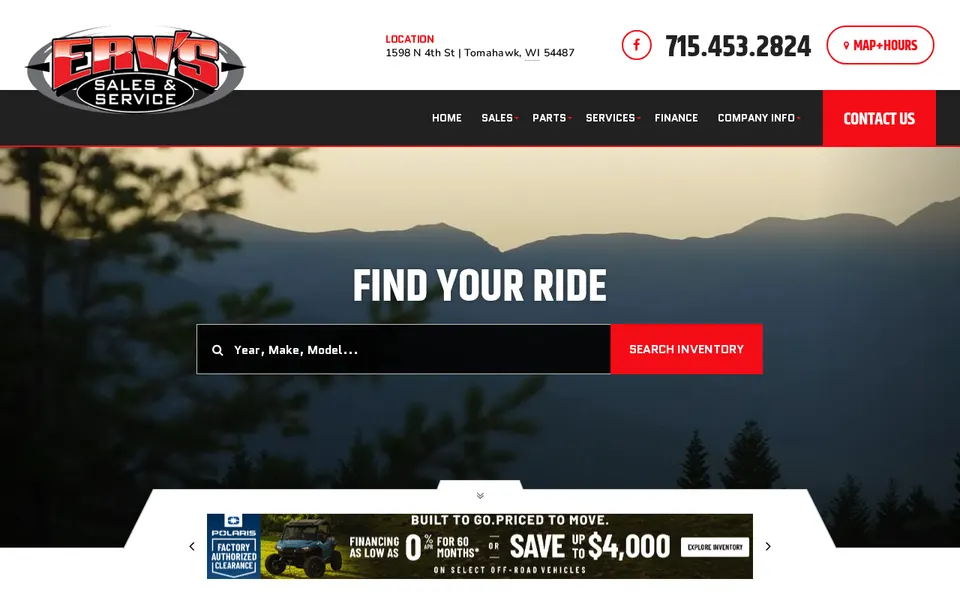Erv's Sales & Service website