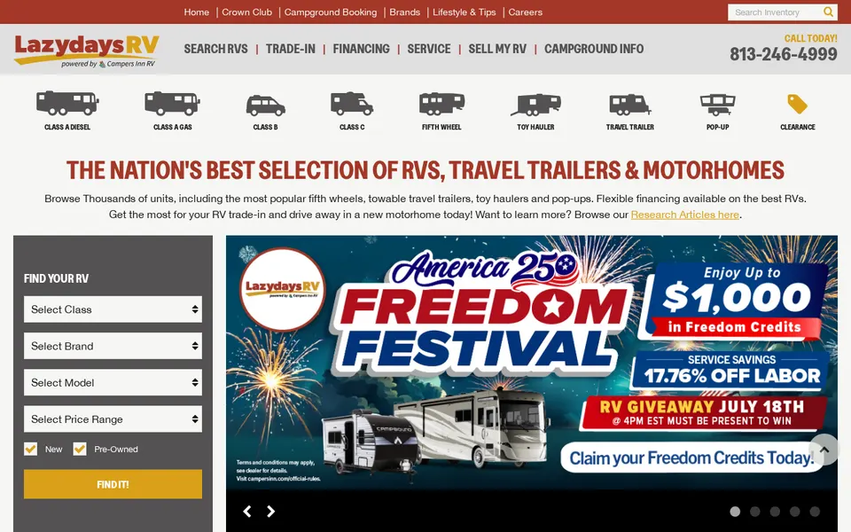 Lazydays RV of Tampa website