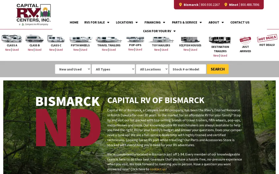 Capital RV of Bismarck website