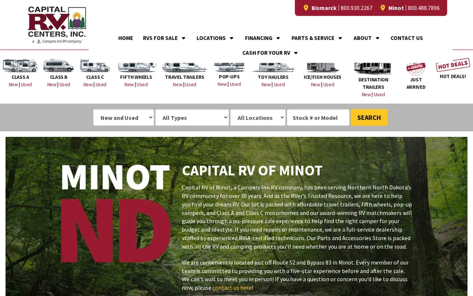 Capital RV of Minot website