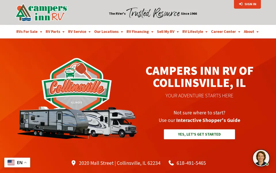 Campers Inn RV of Collinsville website