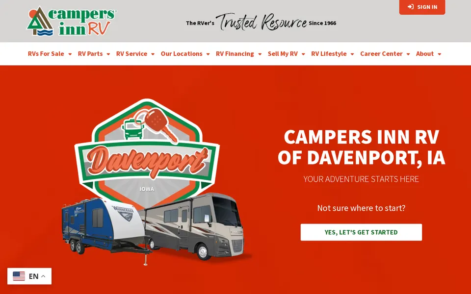 Campers Inn RV of Davenport website