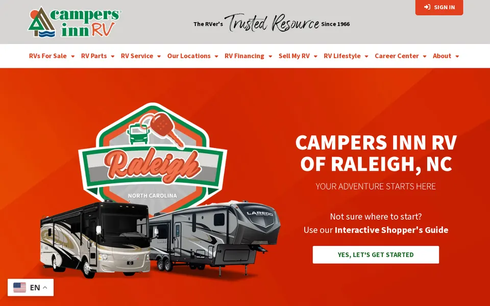 Campers Inn RV of Raleigh website
