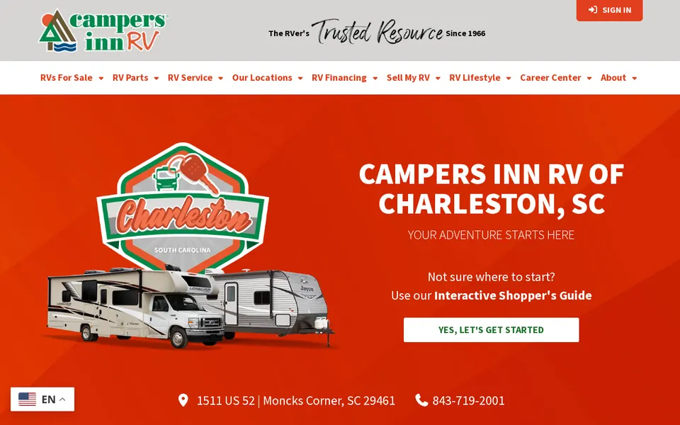 Campers Inn RV of Charleston website