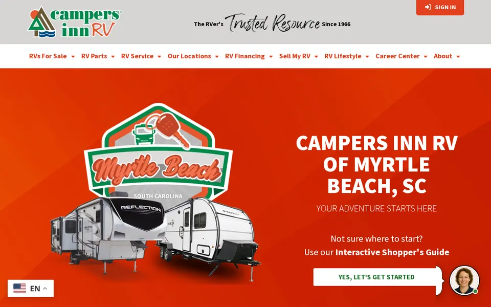 Campers Inn RV of Myrtle Beach website