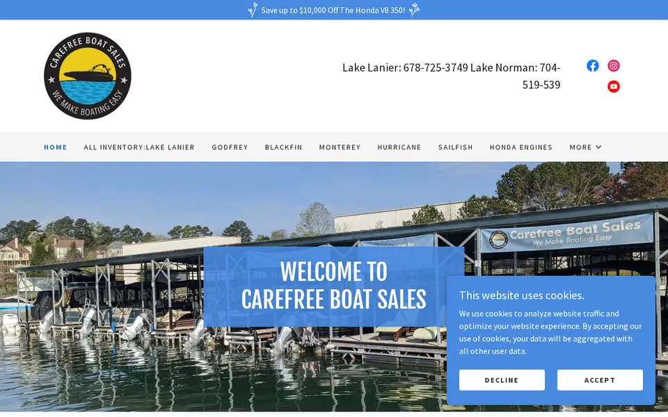 Carefree Boat Sales website