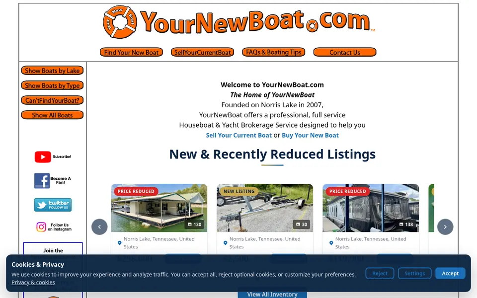 Your New Boat LLC website