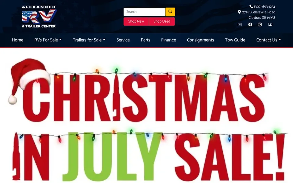 ALEXANDER RV CENTER website