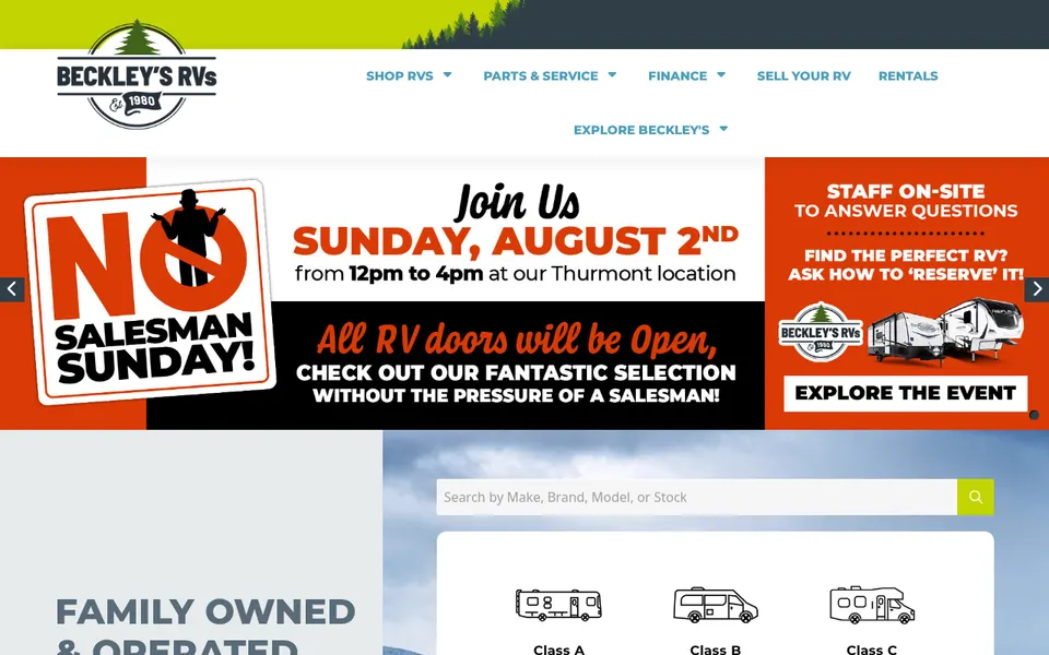 BECKLEY'S CAMPING CENTER website