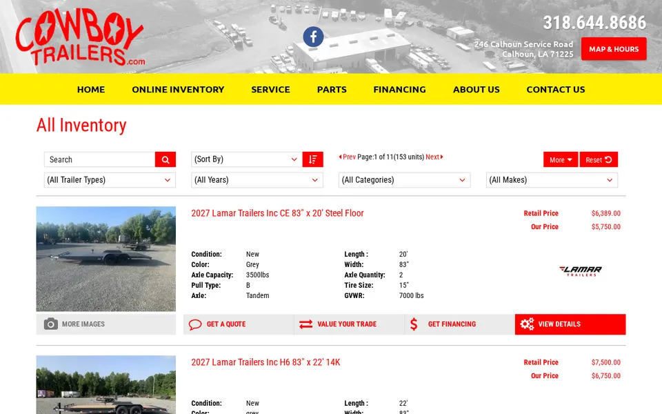 Cowboy Trailers, Inc. website