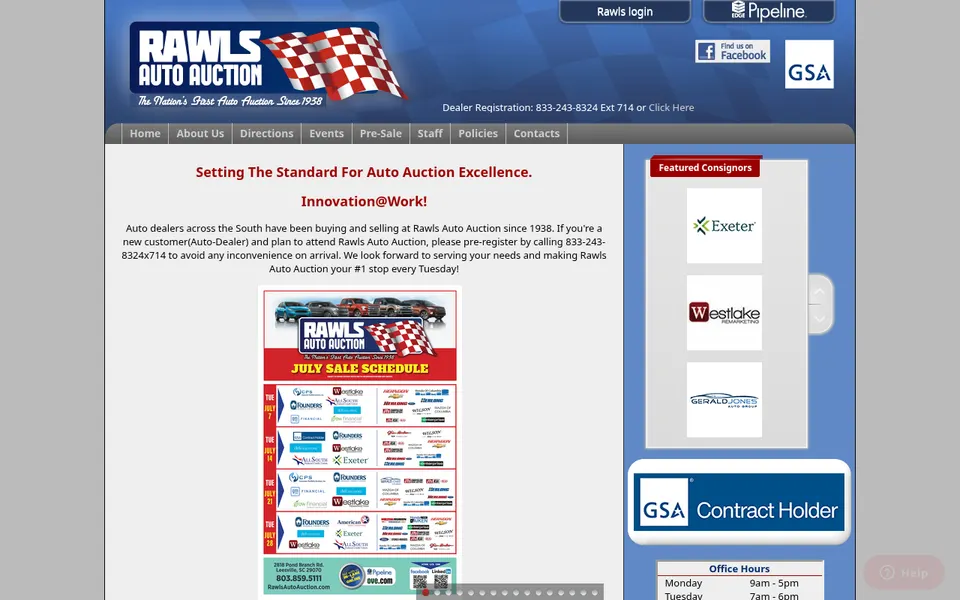 Rawls Auto Auction website