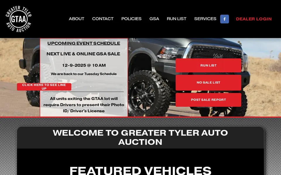 Greater Tyler Auto Auction website
