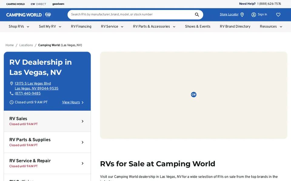 Camping World of LAS VEGAS, NV website
