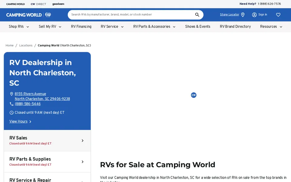 Camping World of NORTH CHARLESTON, SC website