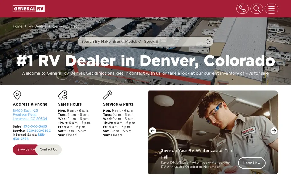 General RV Denver website