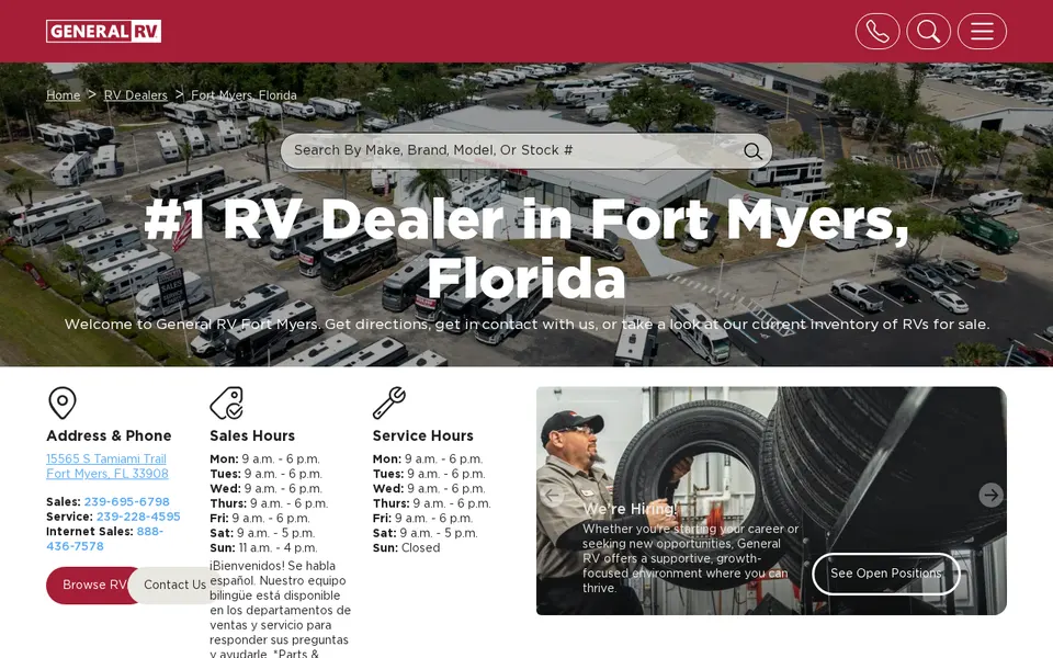 General RV Fort Myers website