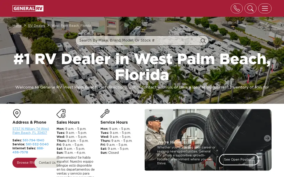 General RV West Palm Beach website