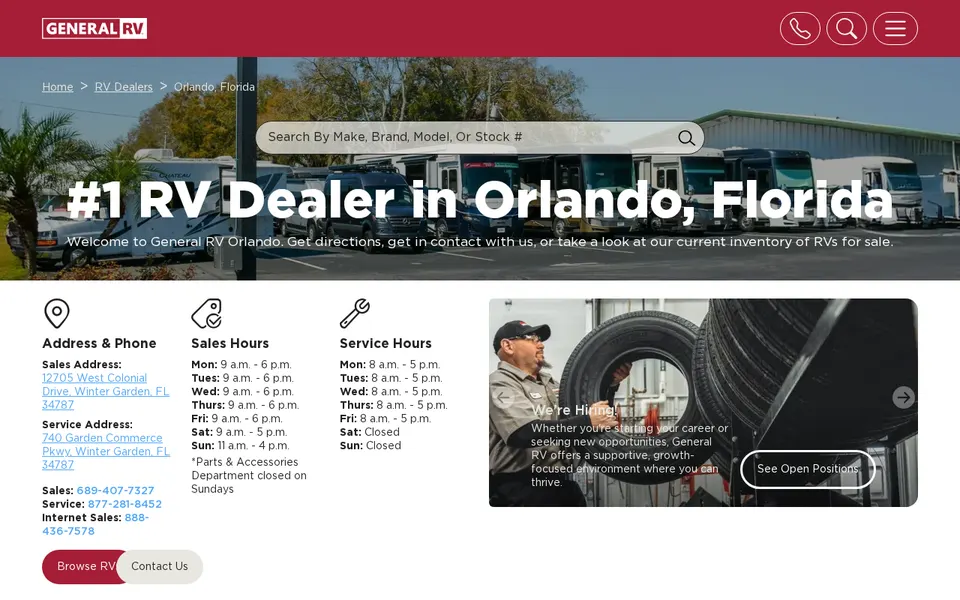 General RV Orlando website