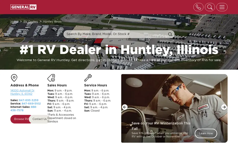 General RV Huntley website