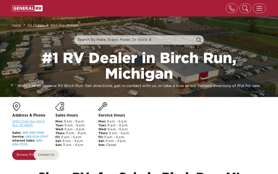 General RV Birch Run website