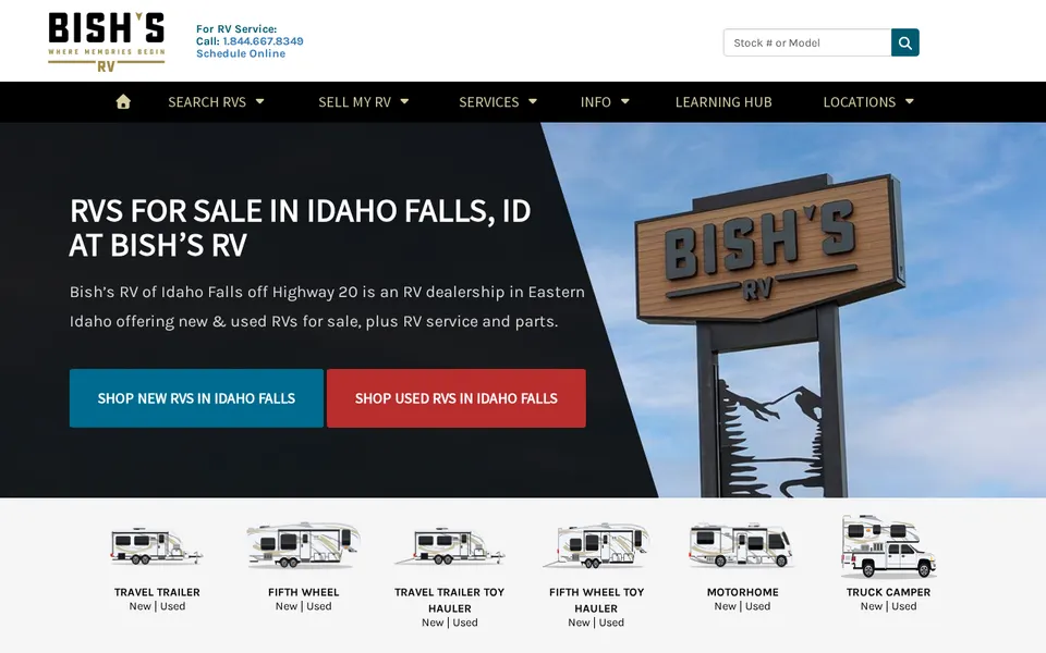 Bish's RV Idaho Falls website