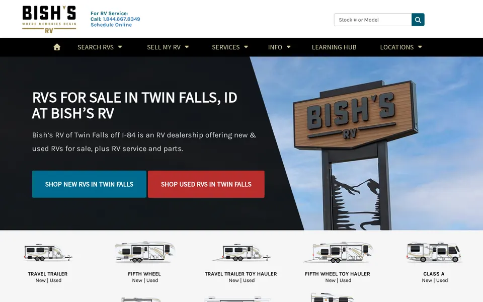 Bish's RV Twin Falls website