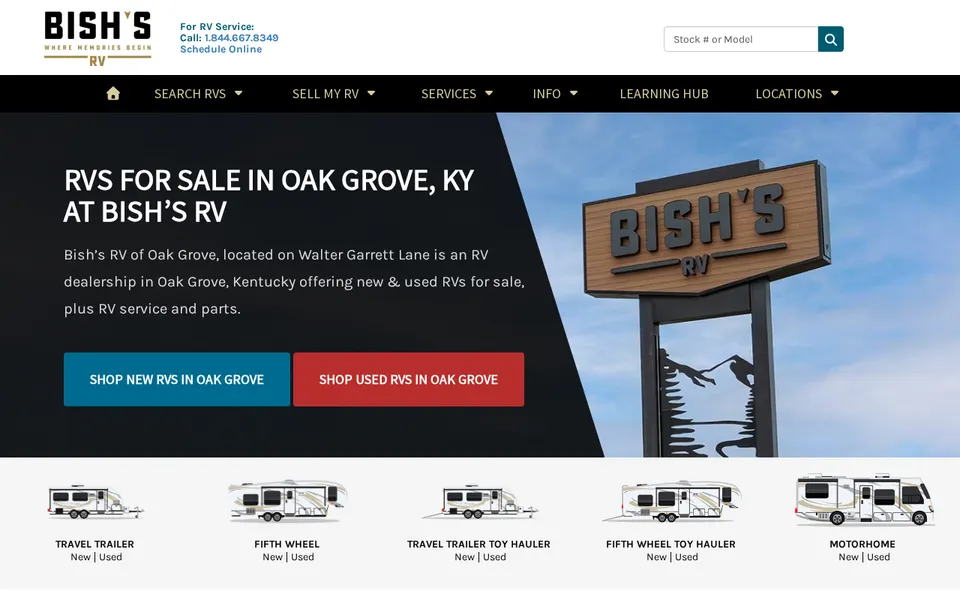 Bish's RV Oak Grove website