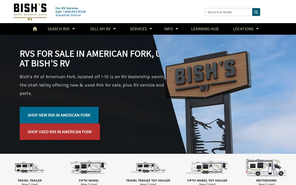 Bish's RV American Fork website