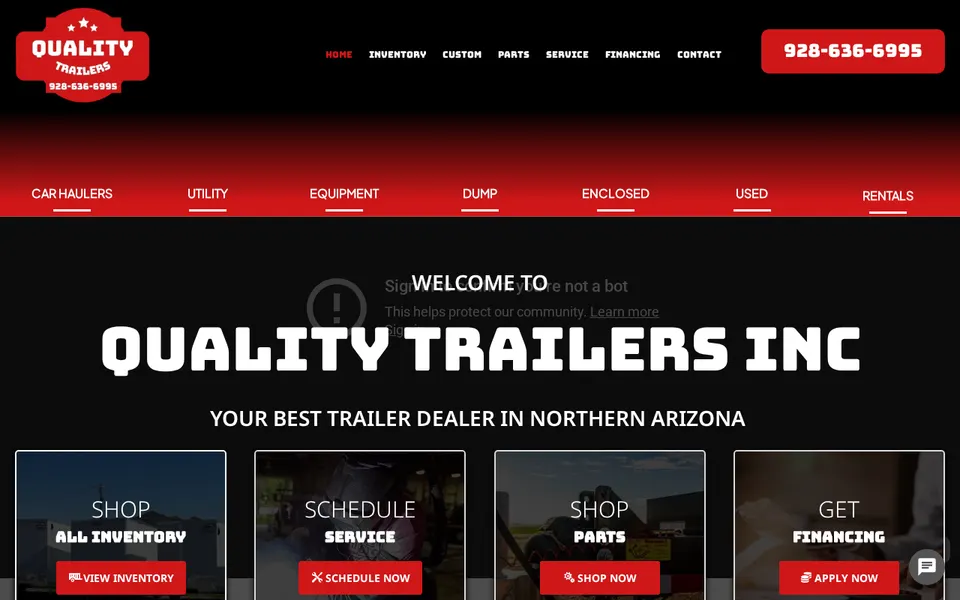 Quality Trailers website