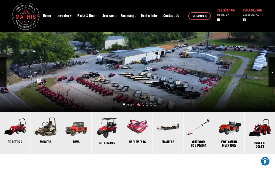 Mathis Trailers And Equipment Sales website