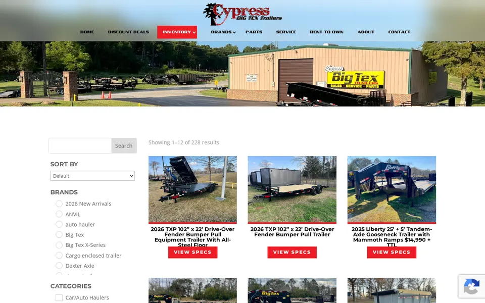 Cypress Big Tex Trailers website